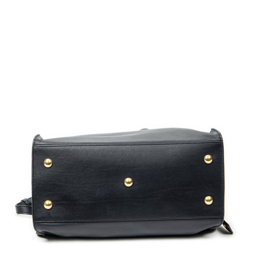 Saint Laurent Small Classic Cabas Navy Calfskin Leather Messenger — view 6