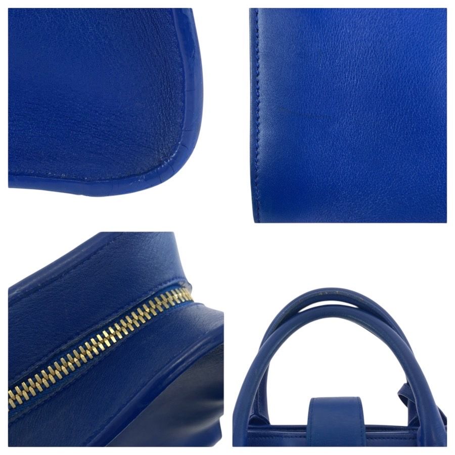 Saint Laurent Paris Monogram Cabas Blue Gold Leather Shoulder — view 6