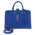 Saint Laurent Paris Monogram Cabas Blue Gold Leather Shoulder