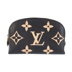 Louis Vuitton Monogram Empreinte Cosmetic PM Black Beige Leather Pouch Makeup