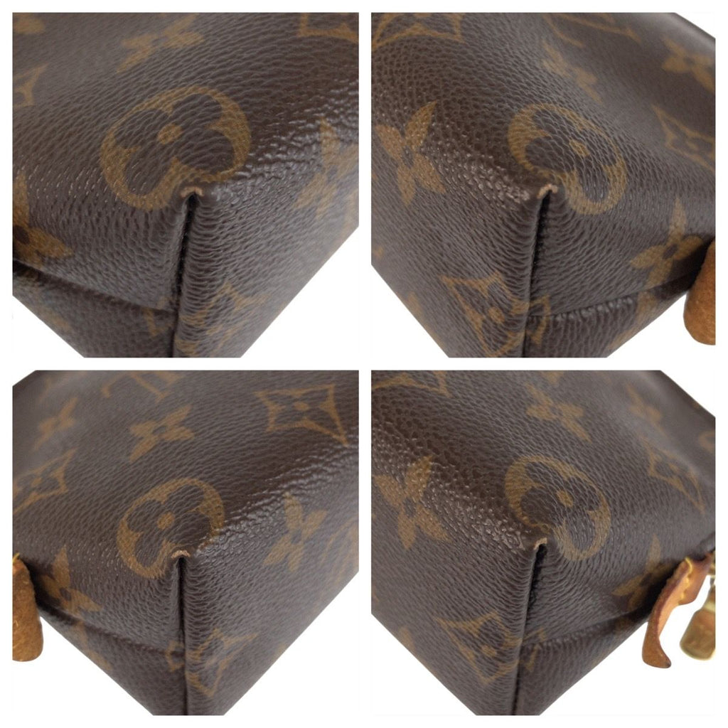 Louis Vuitton Monogram Pochette Cosmetic PM Brown Leather Pouch Makeup — view 3
