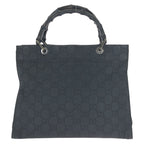 Gucci Bamboo Black Silver Nylon 002 Tote — view 2