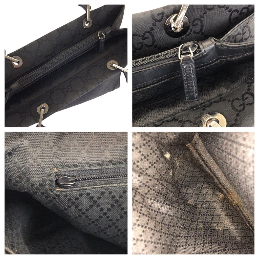 Gucci Bamboo Black Silver Nylon 002 Tote — view 6