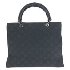 Gucci Bamboo Black Silver Nylon 002 Tote