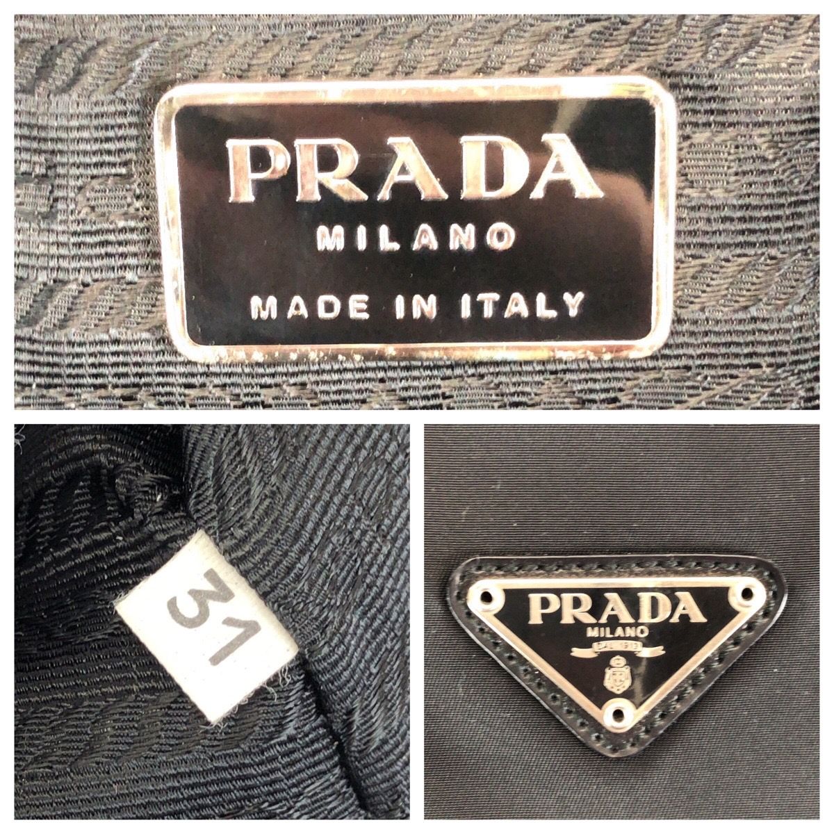Prada Tessuto Black Silver Nylon Leather Business Briefcase — view 4