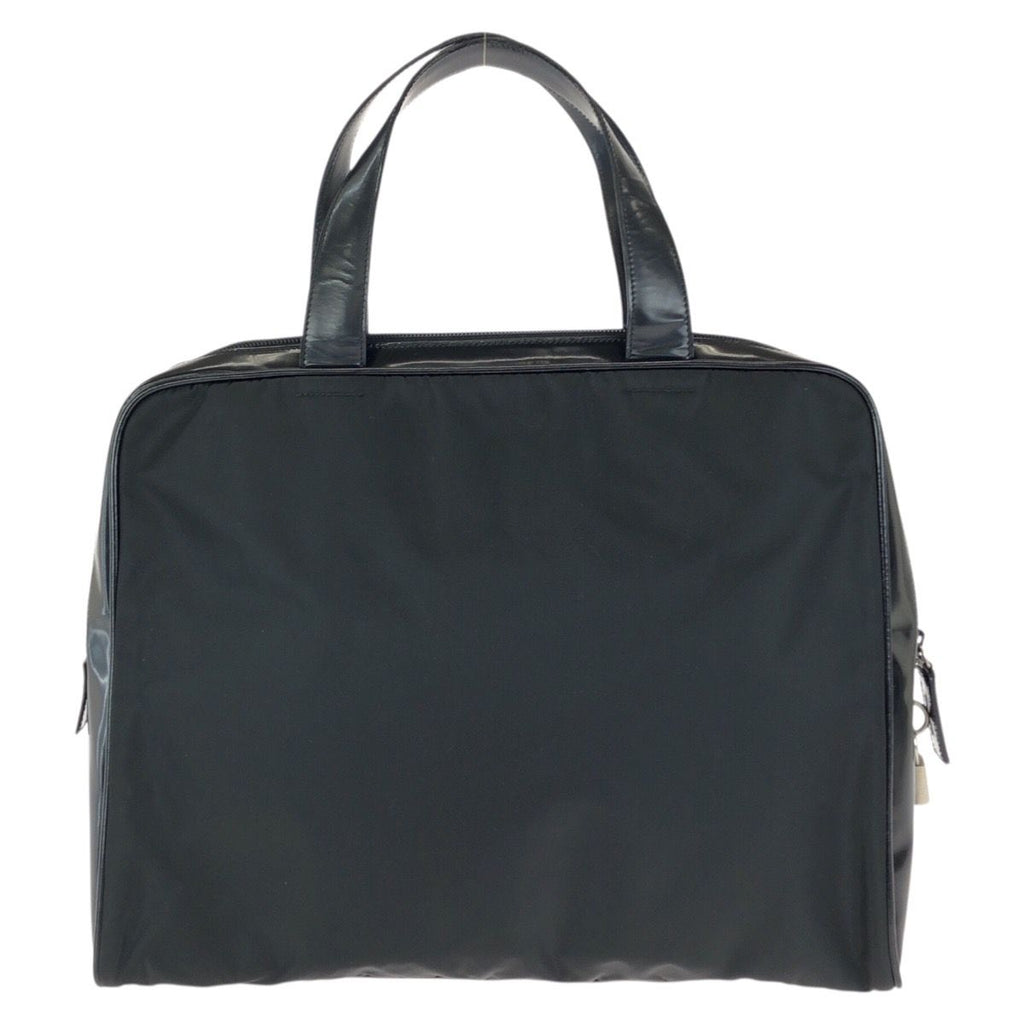 Prada Tessuto Black Silver Nylon Leather Business Briefcase — view 2