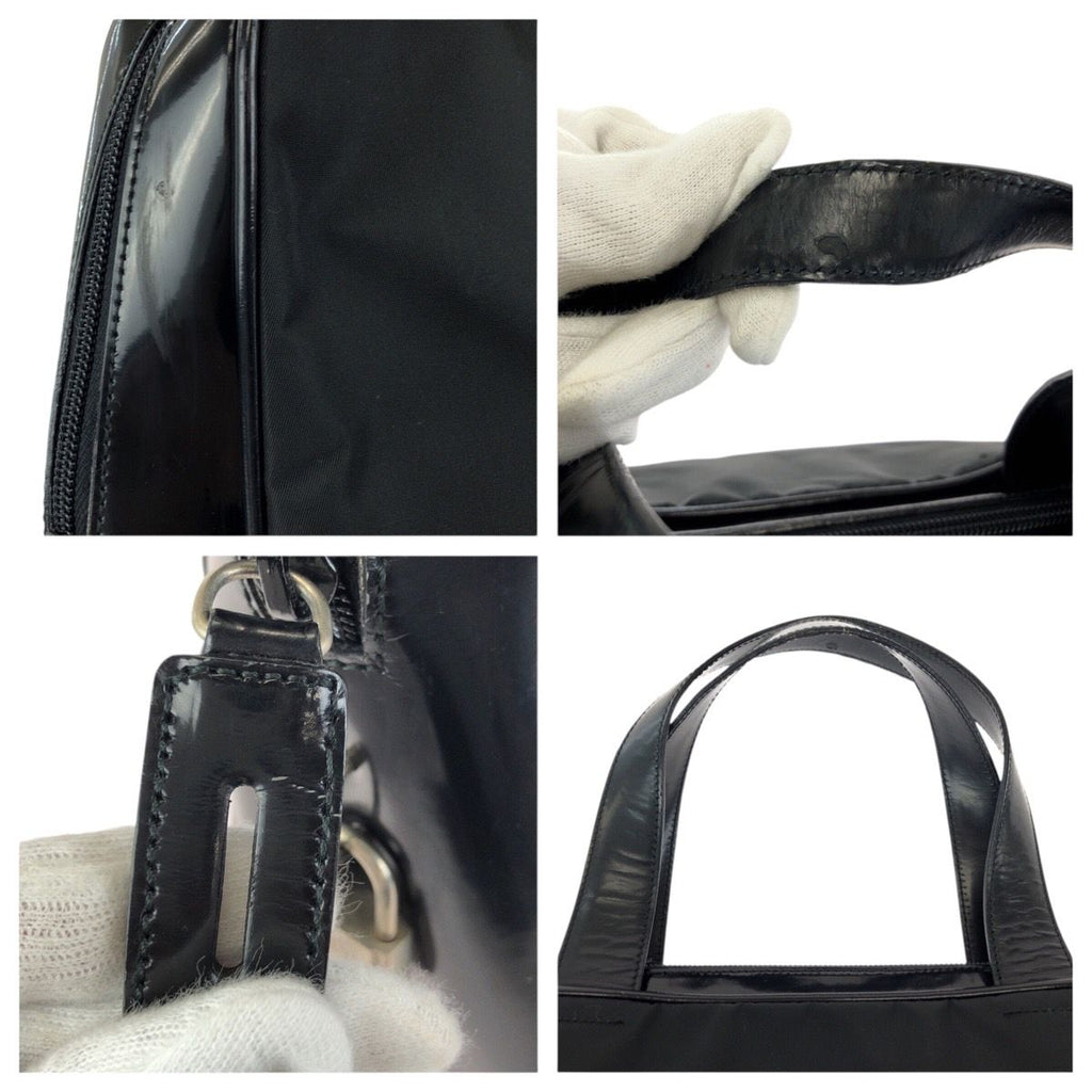Prada Tessuto Black Silver Nylon Leather Business Briefcase — view 6