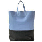 Celine Tote Vertical Cabas Mall Light Blue Black Leather — view 3