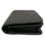 Chanel Wallet Camellia Dark Gray Chain Rhinestone Studs Silver Lambskin — view 9