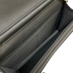 Chanel Wallet Camellia Dark Gray Chain Rhinestone Studs Silver Lambskin — view 4
