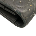 Chanel Wallet Camellia Dark Gray Chain Rhinestone Studs Silver Lambskin — view 8