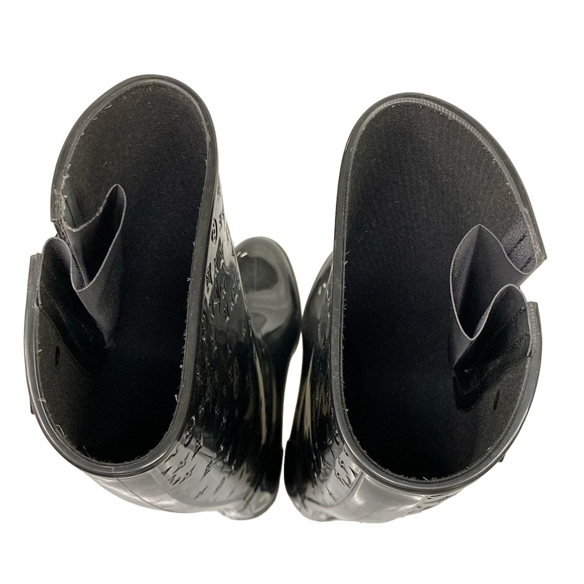 Louis Vuitton Rain Boots Black Long Monogram Pattern Embossed — view 7