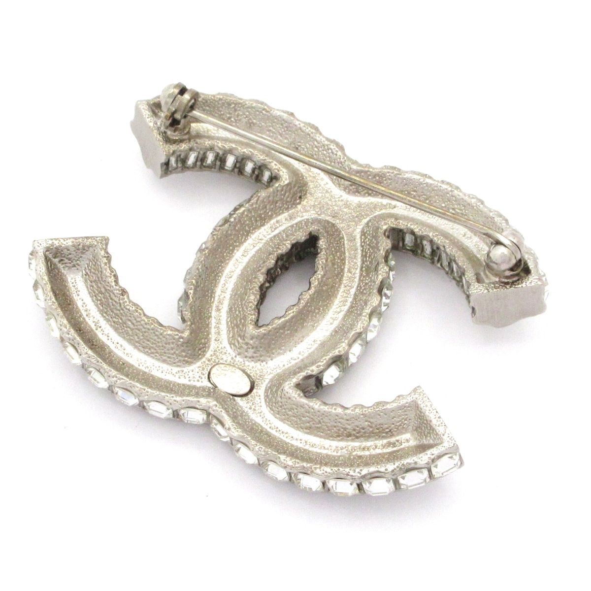 Chanel Brooch CC Logo Silver Clear Visual Rhinestone — view 2