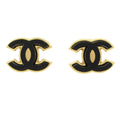 Chanel Earrings CC Logo Gold Black Clear