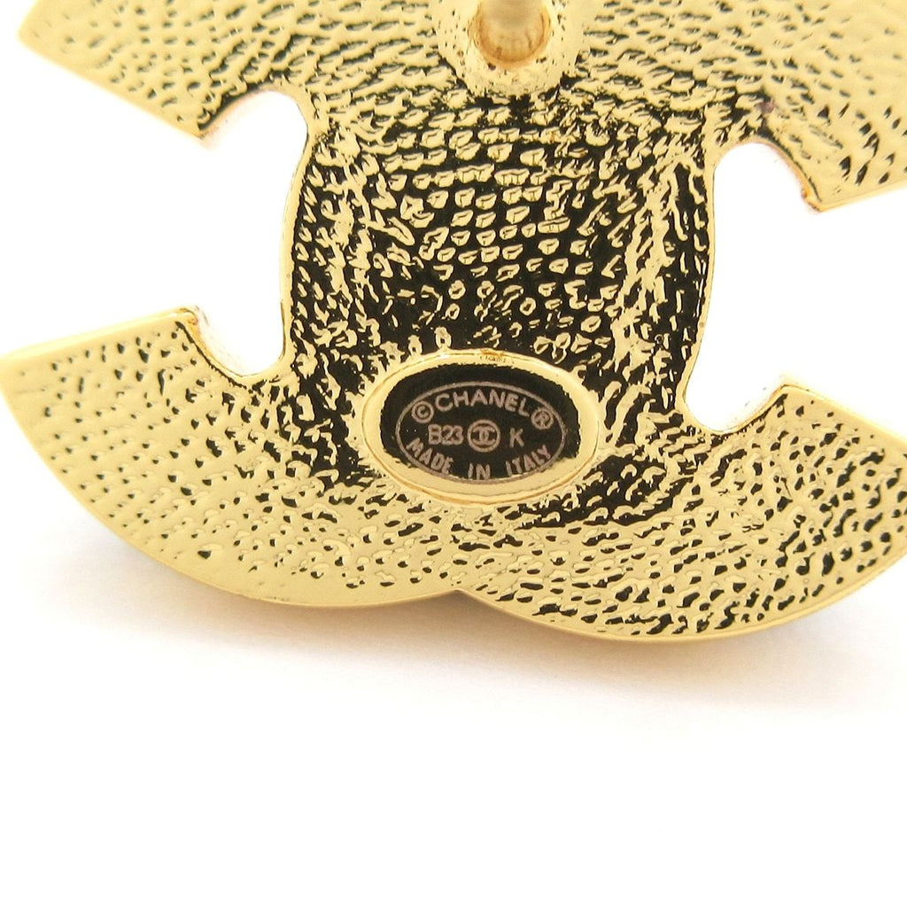 Chanel Earrings CC Logo Gold Black Clear — view 5