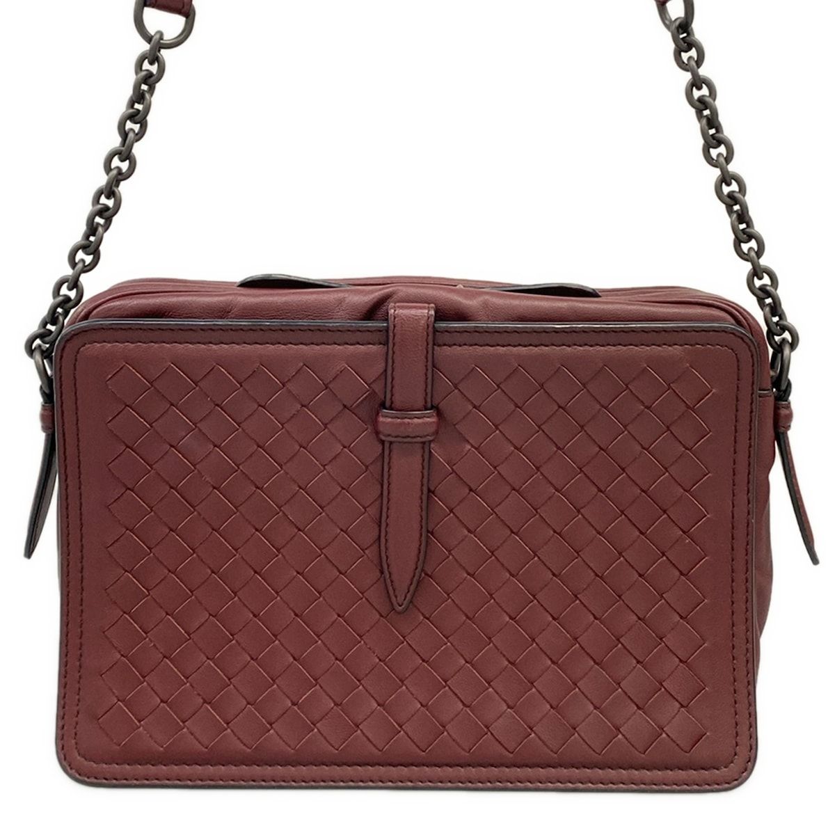 Bottega Veneta Shoulder Bag Intrecciato Bordeaux Chain Leather — view 3
