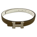Hermes Belt 80 Constance Etoupe White Guilloche Silver