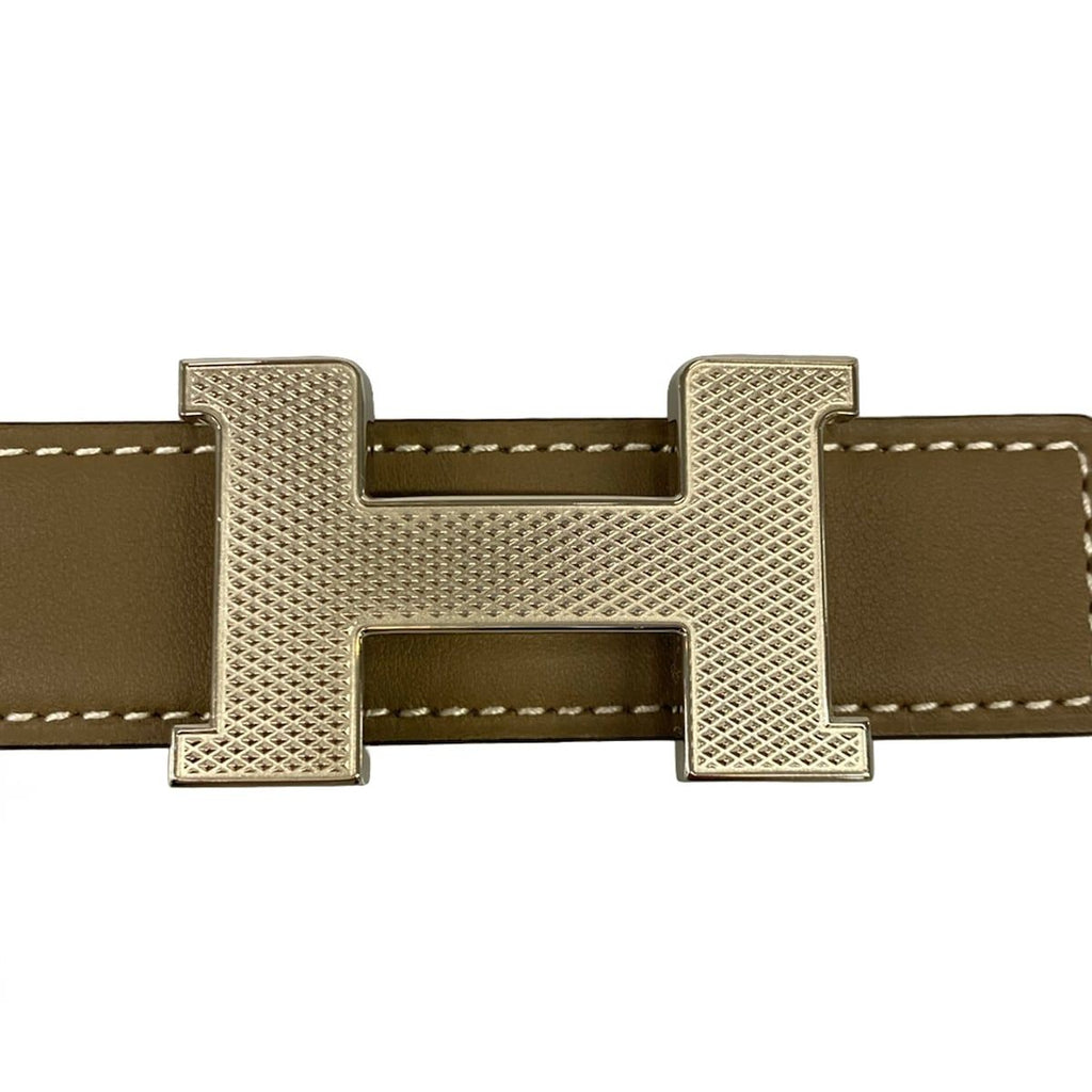 Hermes Belt 80 Constance Etoupe White Guilloche Silver — view 3