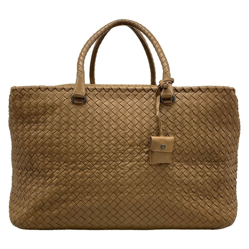 Bottega Veneta Boston Bag Intrecciato Brown Leather