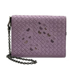 Bottega Veneta Wallet Intrecciato Light Purple Chain Butterfly Leather