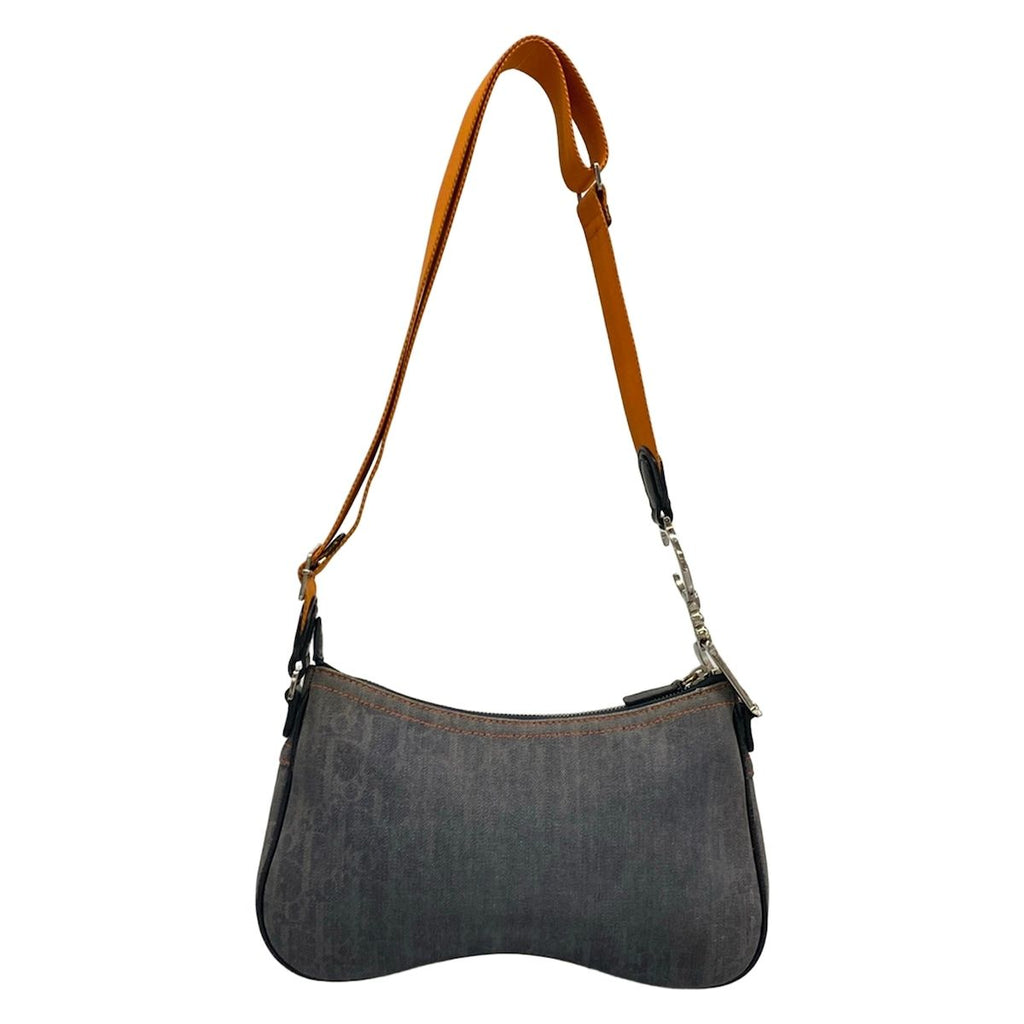 Dior Shoulder Bag Flight Trotter Dark Gray Orange Leather — view 3