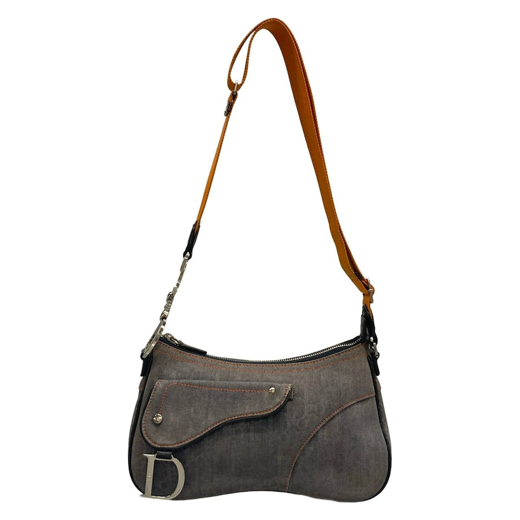 Dior Shoulder Bag Flight Trotter Dark Gray Orange Leather