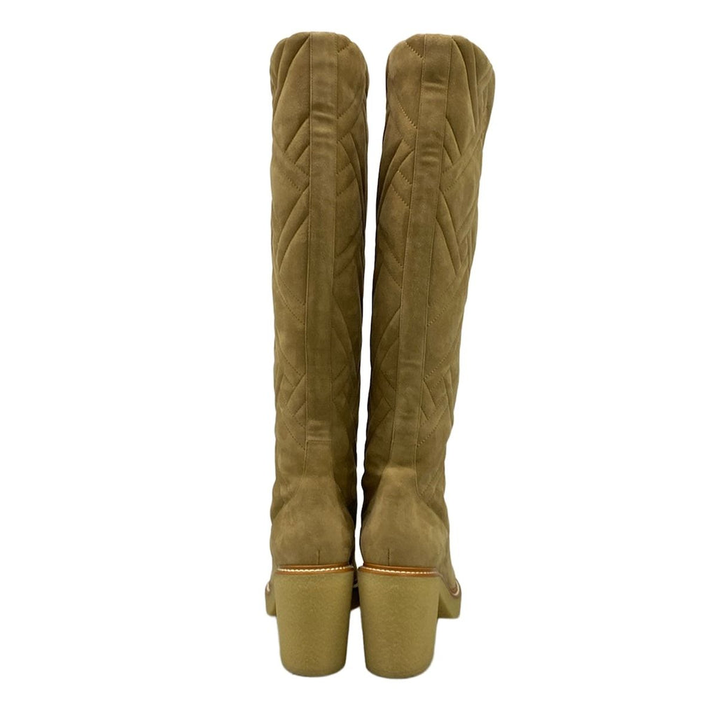 Hermes Long Boots 37 Fjord Exlibris Khaki Quilted — view 6