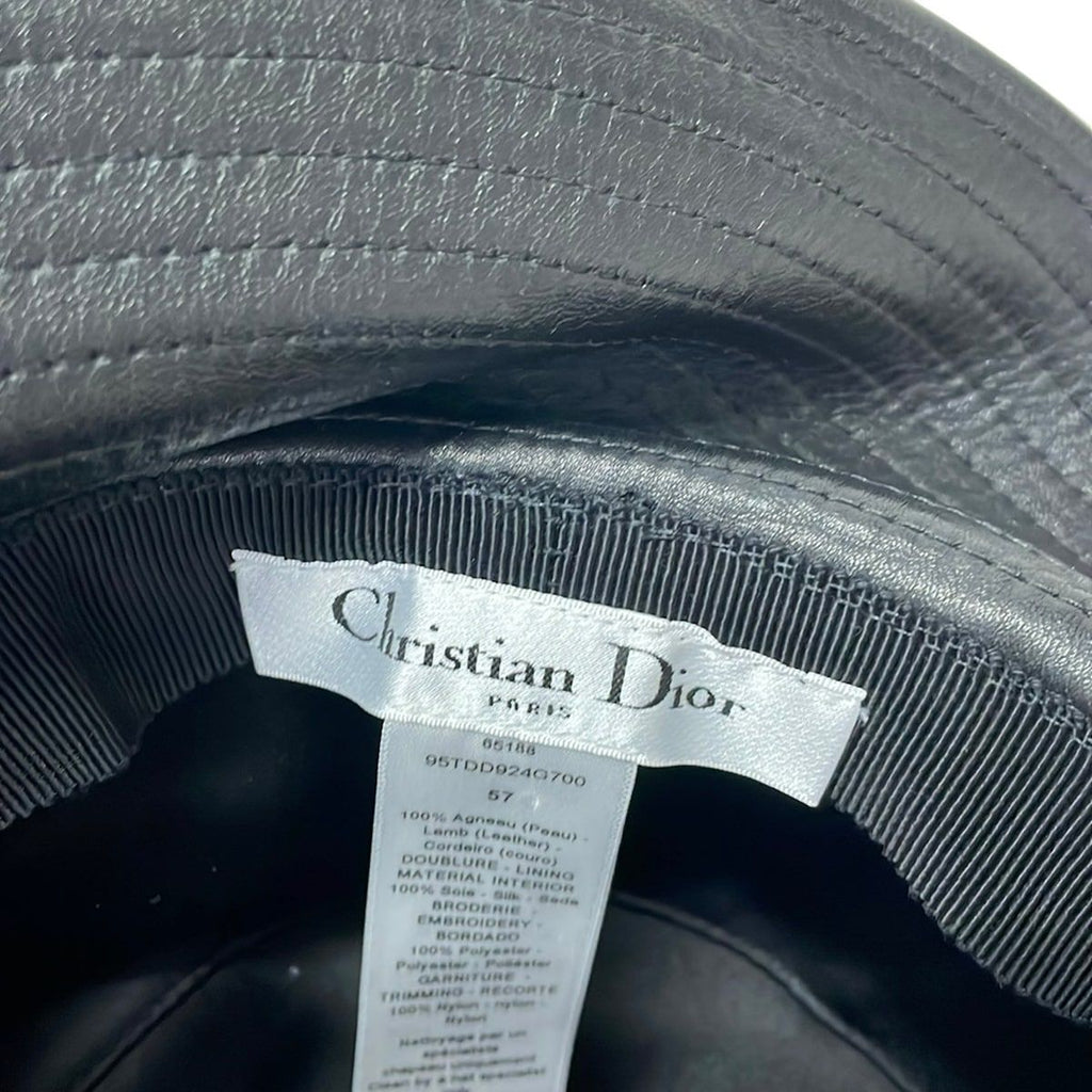 Dior Hat 57 Teddy-d Bob Hat Black Leather with Veil — view 5