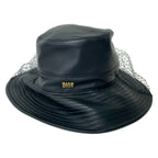 Dior Hat 57 Teddy-d Bob Hat Black Leather with Veil — view 3