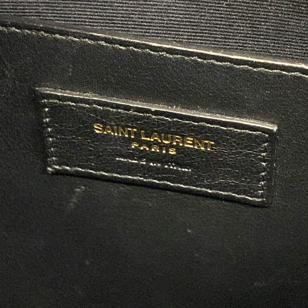 Saint Laurent Paris Handbag Uptown Small Black Beige Dark Brown Embossed Leather — view 9