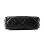 Chanel Chain Shoulder Bag 19 Quilted CC Logo Shiny Lambskin Black — view 3