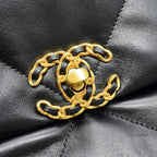 Chanel Chain Shoulder Bag 19 Quilted CC Logo Shiny Lambskin Black — view 6