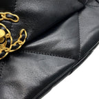 Chanel Chain Shoulder Bag 19 Quilted CC Logo Shiny Lambskin Black — view 7