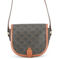 Celine Shoulder Bag Folco Triomphe Calf Leather Brown