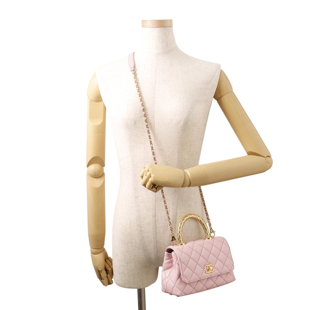 Chanel Handbag Coco Handle CC Logo Quilted Top Xxs Lambskin 2-Way — view 5