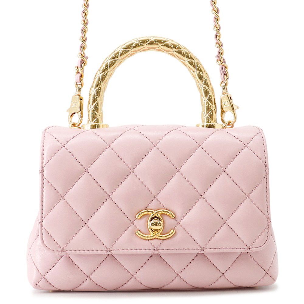 Chanel Handbag Coco Handle CC Logo Quilted Top Xxs Lambskin 2-Way
