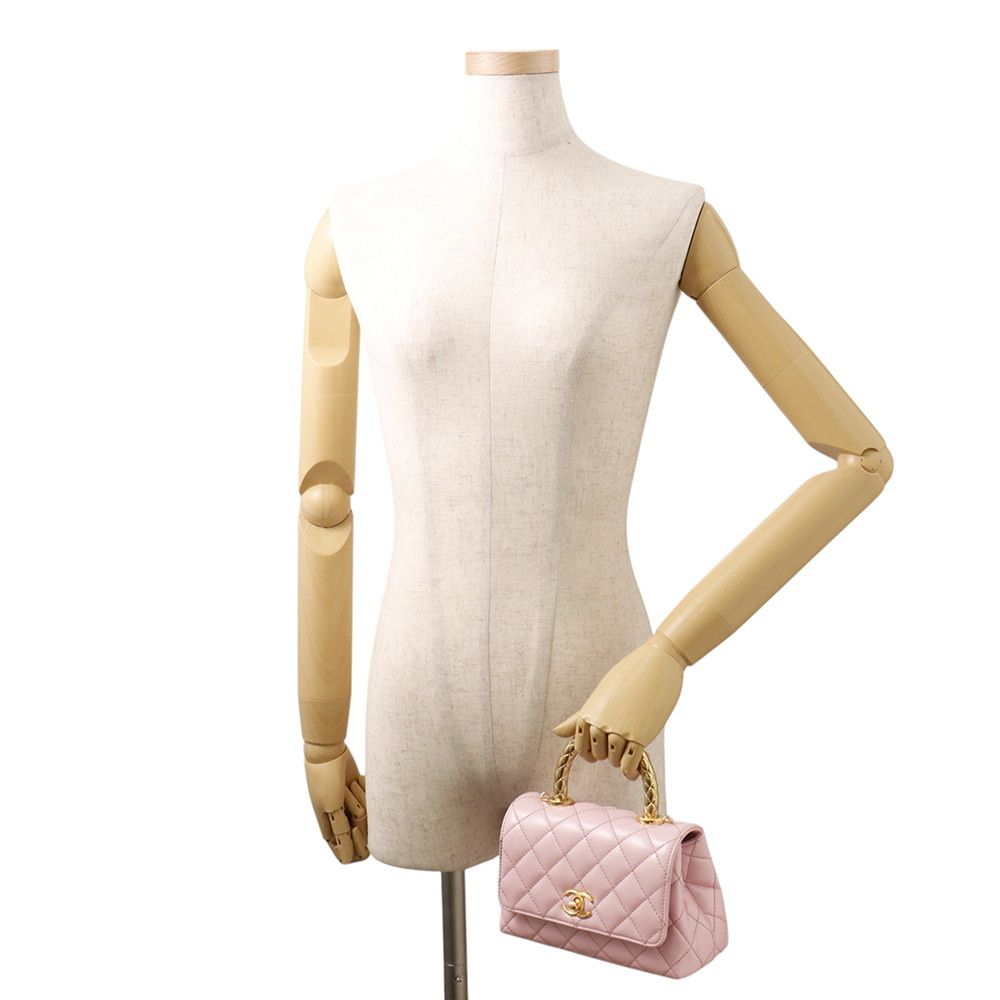 Chanel Handbag Coco Handle CC Logo Quilted Top Xxs Lambskin 2-Way — view 4