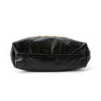 Chanel 22 Mini CC Logo Shiny Calf Leather 2-Way Shoulder Bag Black — view 3