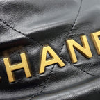 Chanel 22 Mini CC Logo Shiny Calf Leather 2-Way Shoulder Bag Black — view 7
