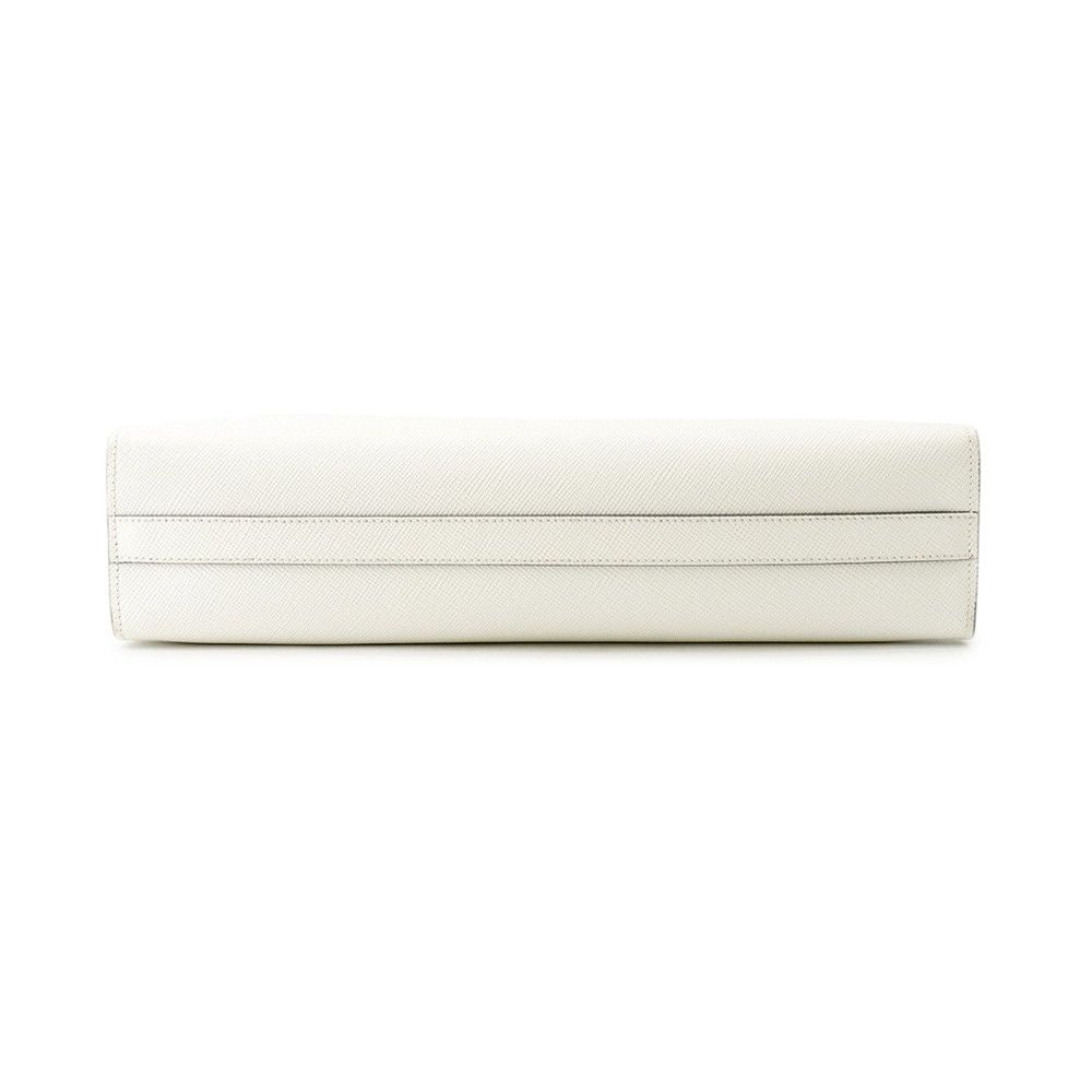 Prada Tote Triangle Embossed Logo Saffiano 2-Way Shoulder Bag White — view 3