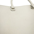 Prada Tote Triangle Embossed Logo Saffiano 2-Way Shoulder Bag White — view 7