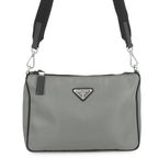 Prada Shoulder Bag Triangle Logo Bicolor Nylon Leather