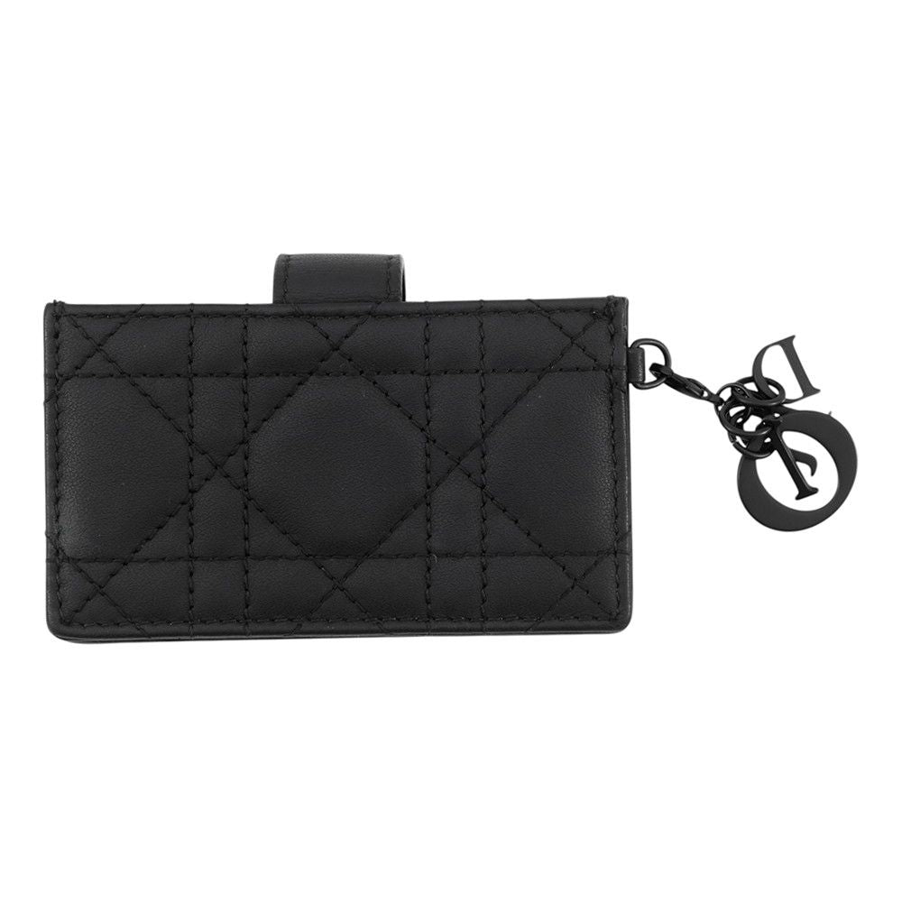 Dior Card Case Lady Jasmine Lambskin Business Holder Black — view 3