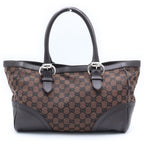 Gucci GG Campus Tote Brown Leather Canvas Silver — view 2