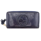 Gucci Soho Round Wallet Navy Patent Leather
