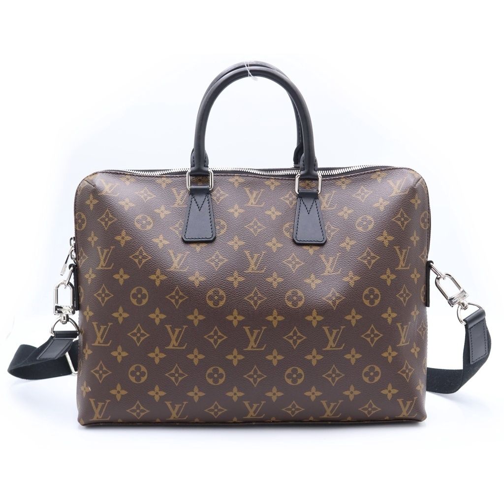 Louis Vuitton Monogram Macassar Porte Documents Jour 2-Way Shoulder Bag Brown