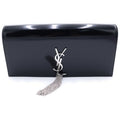 Saint Laurent Paris Kate Tassel Clutch Black Patent Silver
