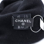 Chanel CC Logo Camellia Cashmere Knit Cap Beanie Hat Black — view 7