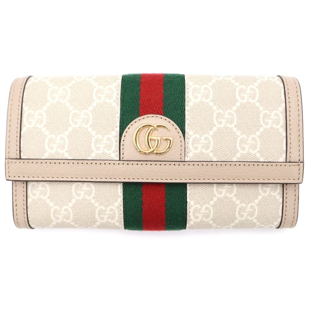 Gucci GG Supreme Continental Wallet Beige Canvas Leather