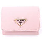 Prada Lip Pattern Trifold Wallet Araba Star Pink Saffiano